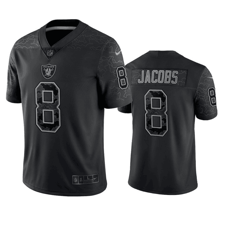 Men's Las Vegas Raiders #8 Josh Jacobs Black Reflective Limited Stitched Football Jersey